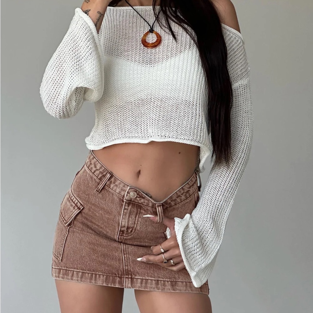 Princess Polly - Zakai Cargo Denim Mini Skirt Brown - Picture 3 of 6